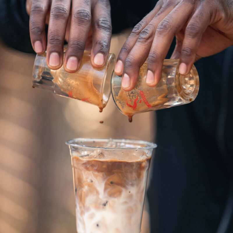 pouring coffee shos